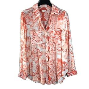 Anthropologie Pilcro Button Down Shirt Top Small Paisley‎ Lightweight Moroccan